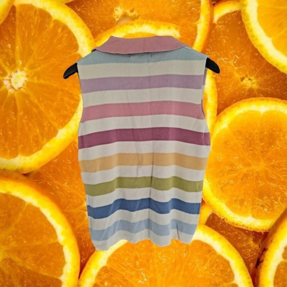 VINTAGE Victoria Jones Colorful Sleeveless Sweater‎ Size M - Picture 3 of 5